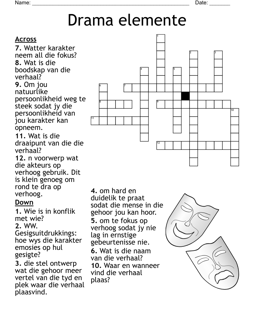Drama elemente Crossword