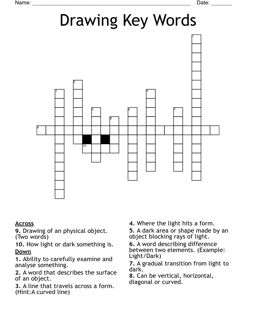 Drawing Key Words  Crossword