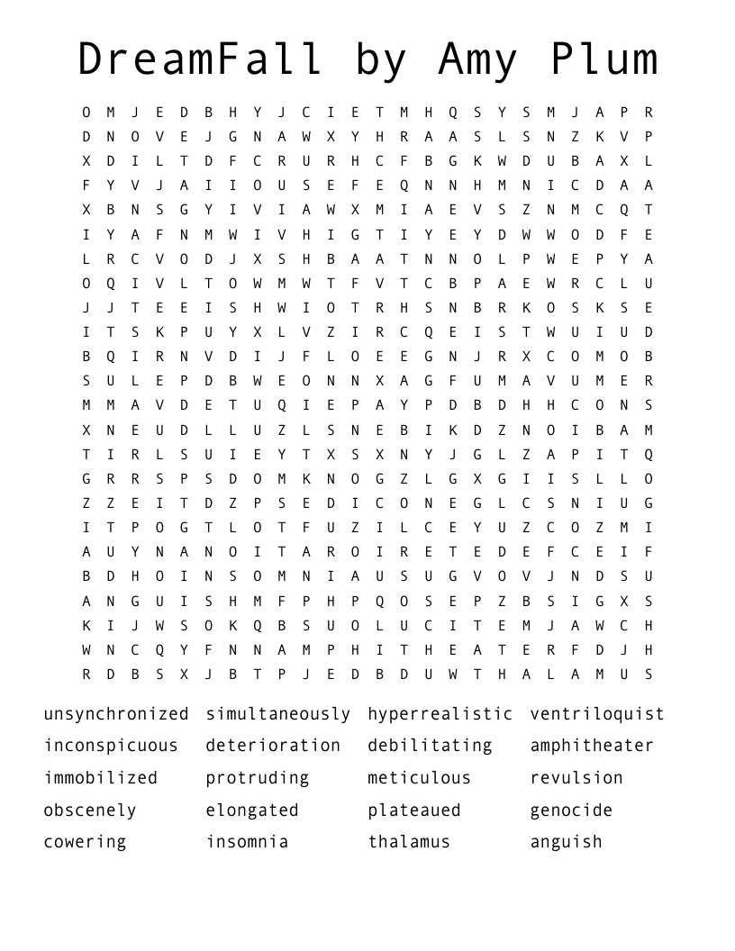 DreamFall by Amy Plum Word Search