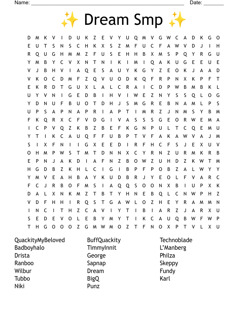 ✨ Dream Smp ✨ Word Search