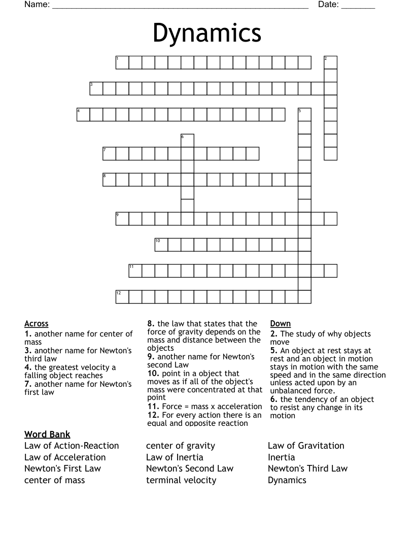 Dynamics  Crossword