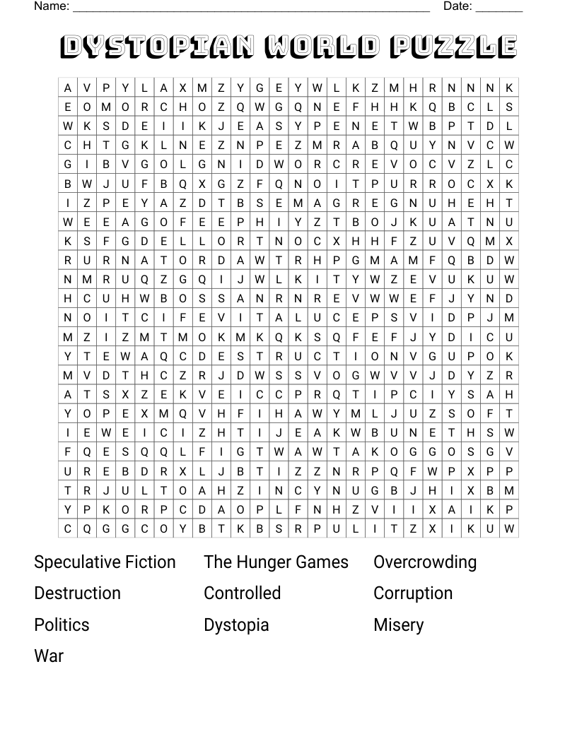 Dystopian World Puzzle Word Search