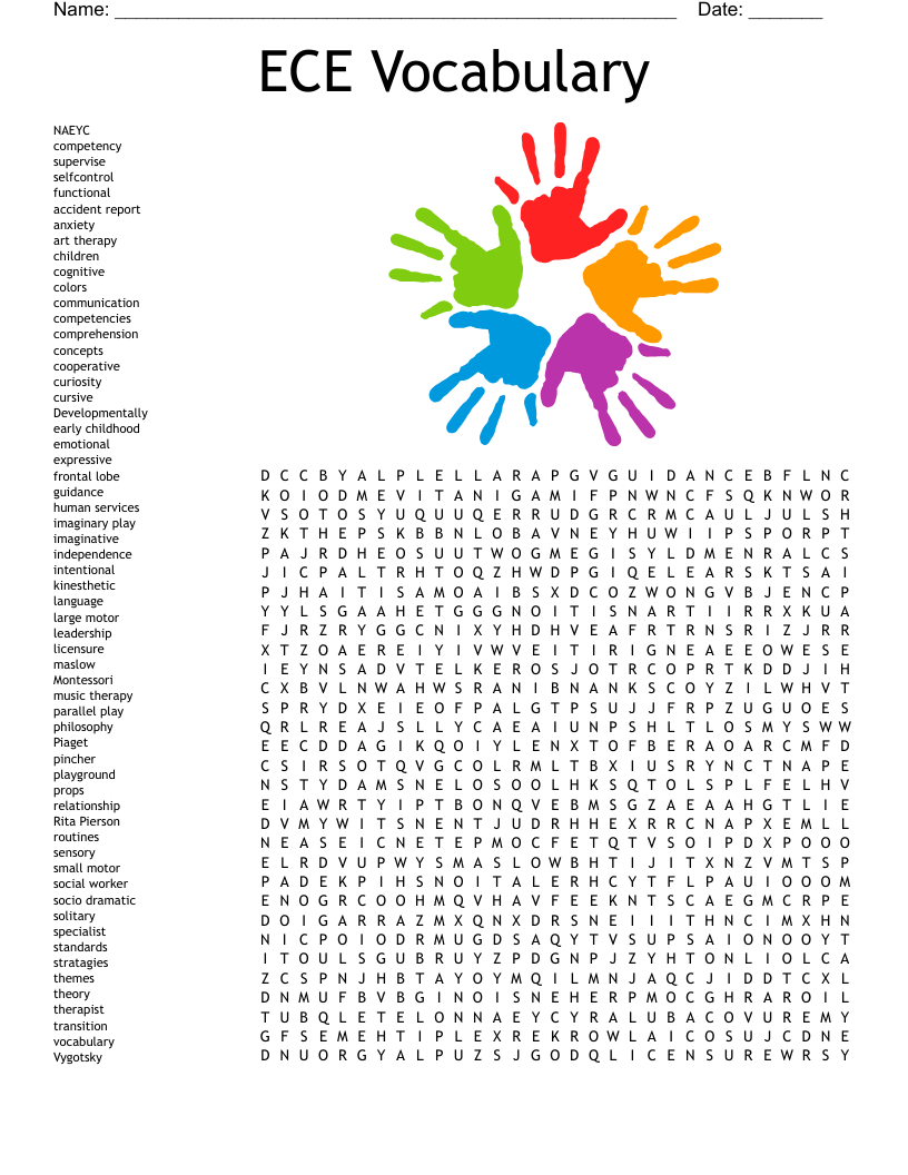 ECE Vocabulary Word Search