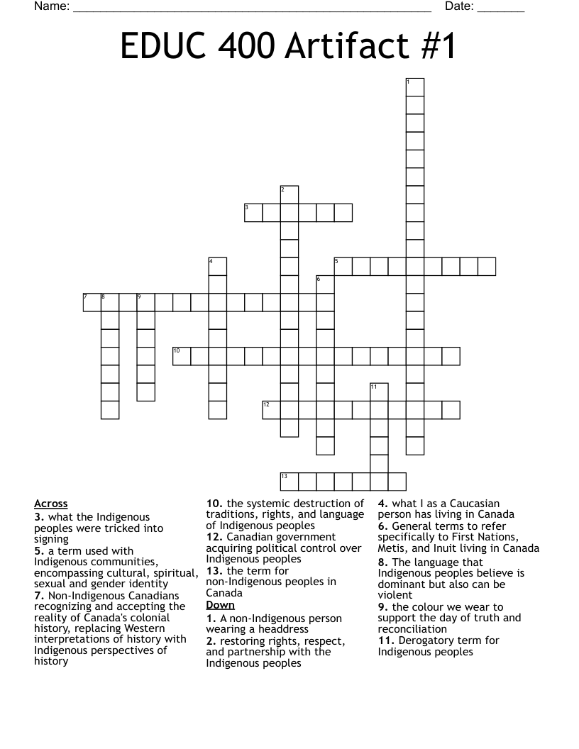 EDUC 400 Artifact #1 Crossword