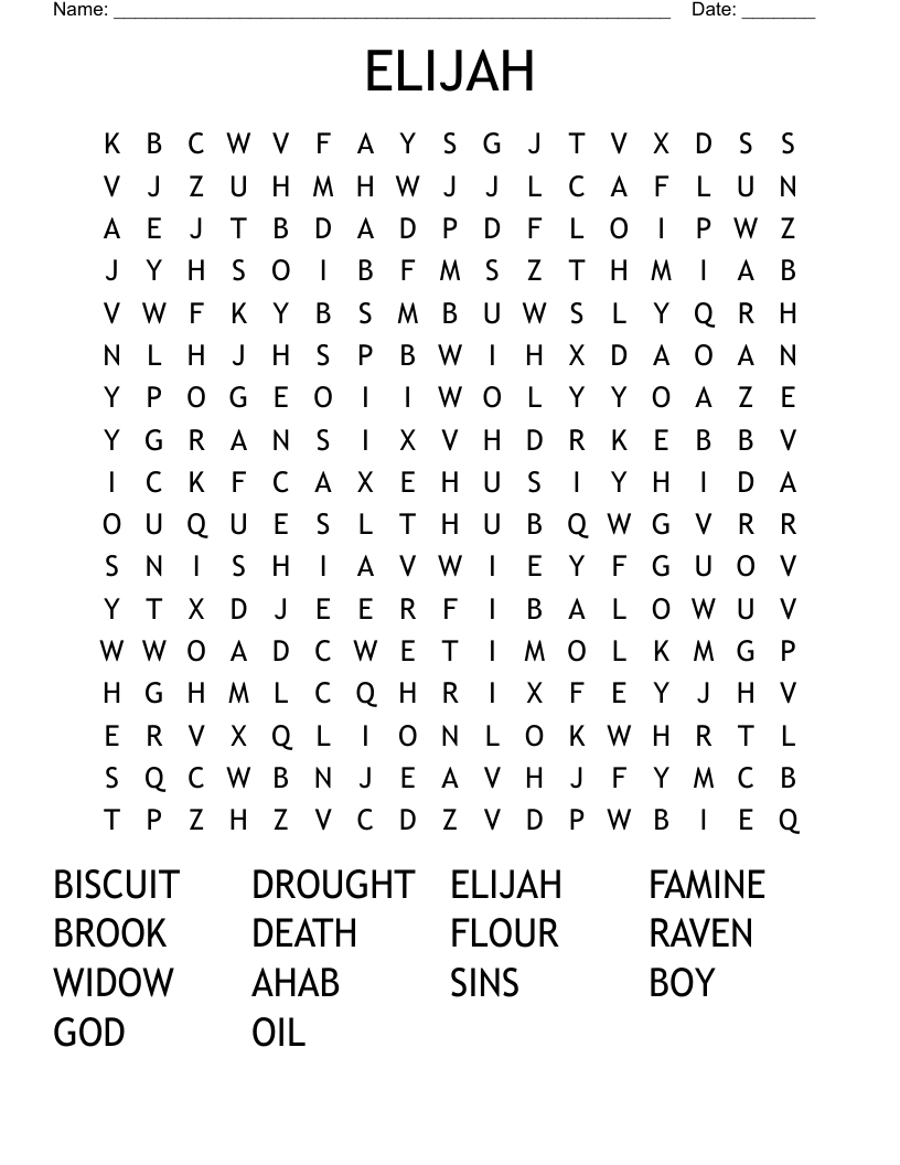 ELIJAH Word Search