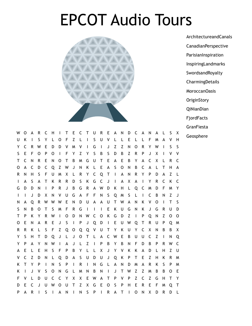 EPCOT Audio Tours Word Search