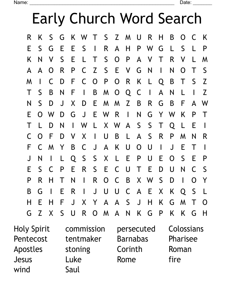 Early Church Word Search