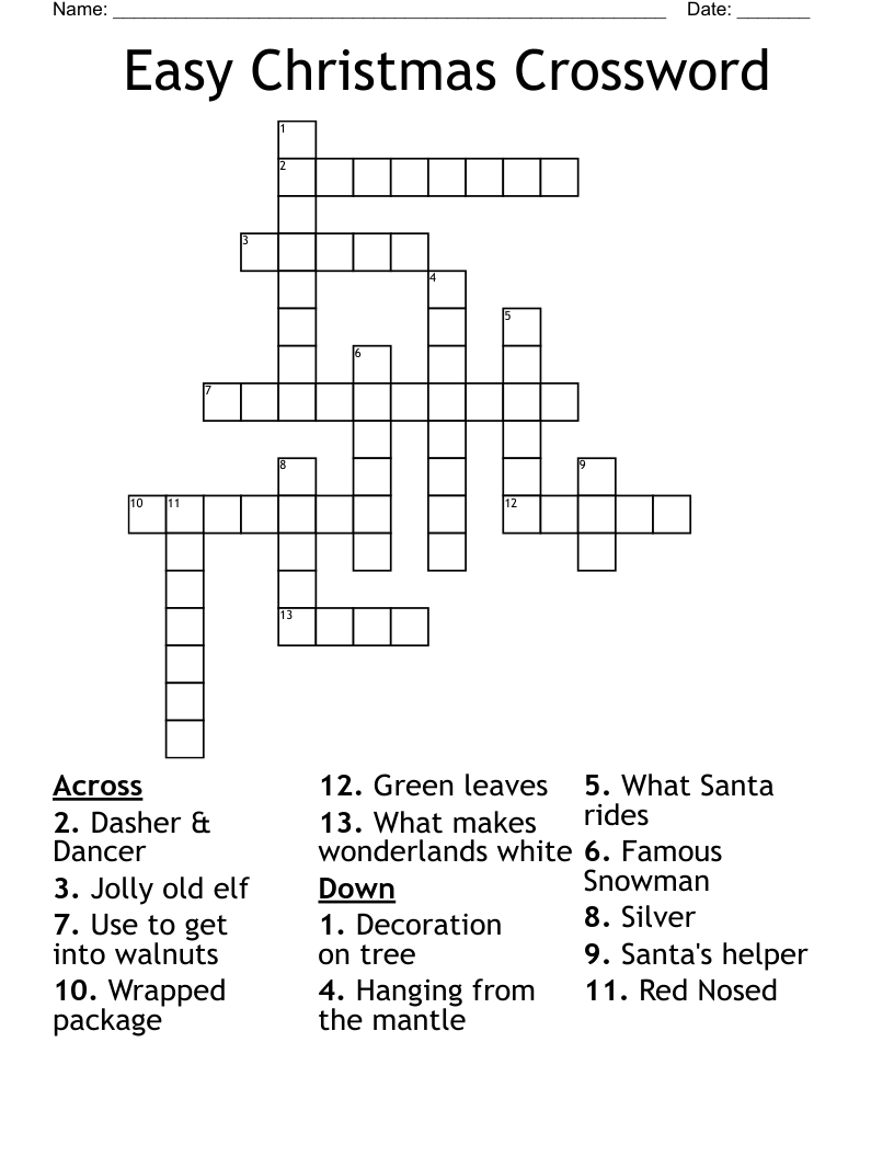Easy Christmas Crossword