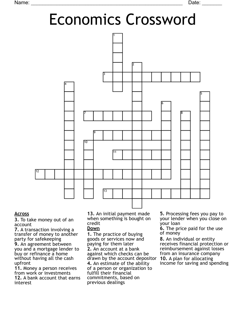 Economics Crossword