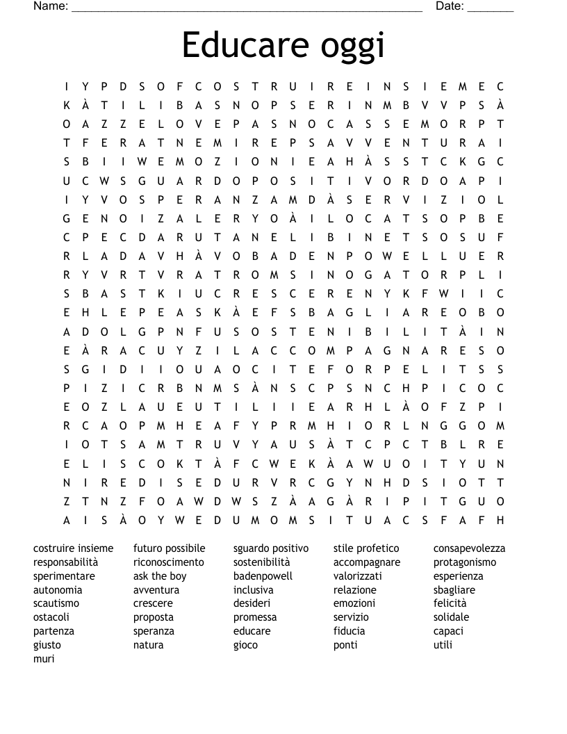 Educare oggi Word Search