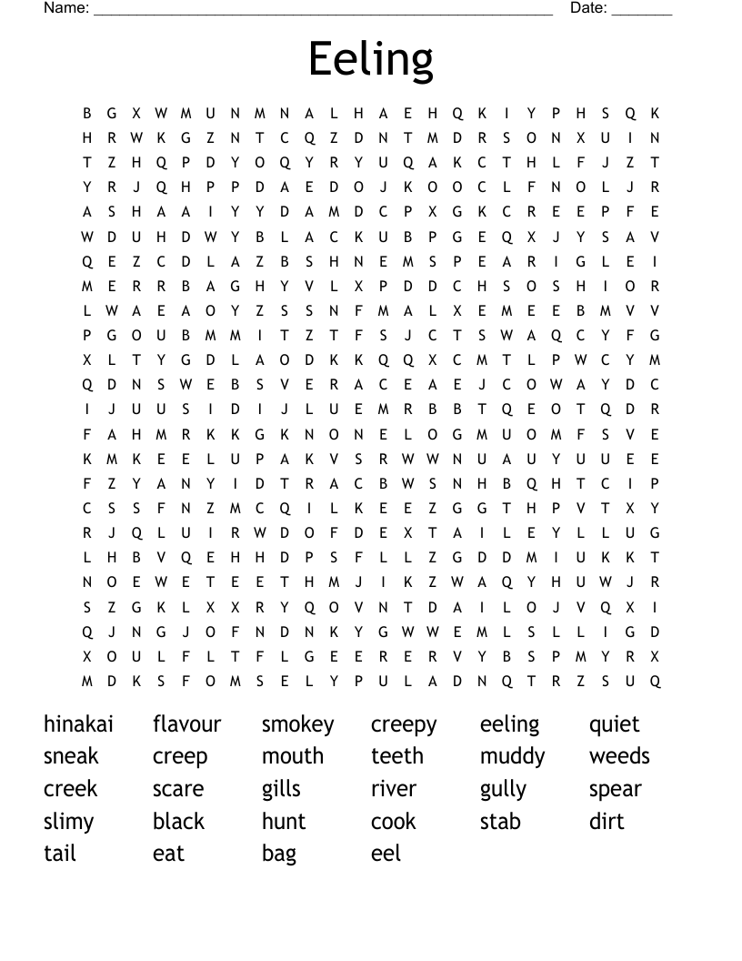 Eeling Word Search