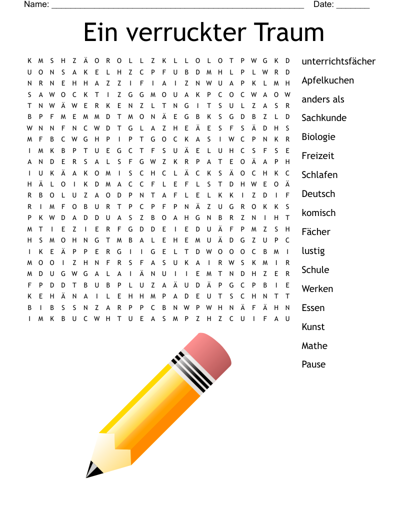 Ein verruckter Traum Word Search