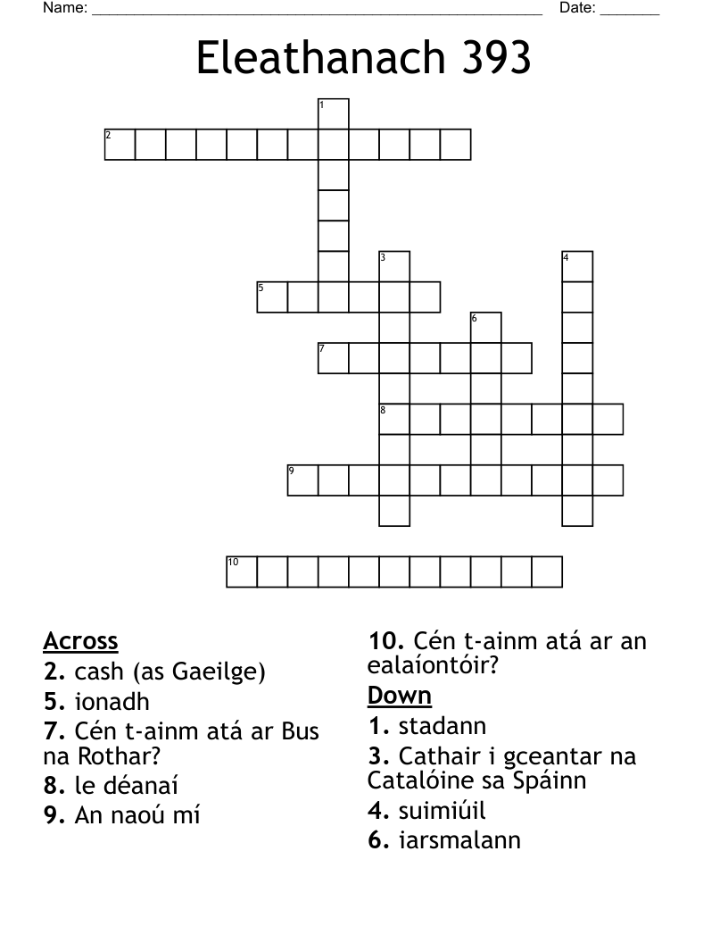 Eleathanach 393 Crossword