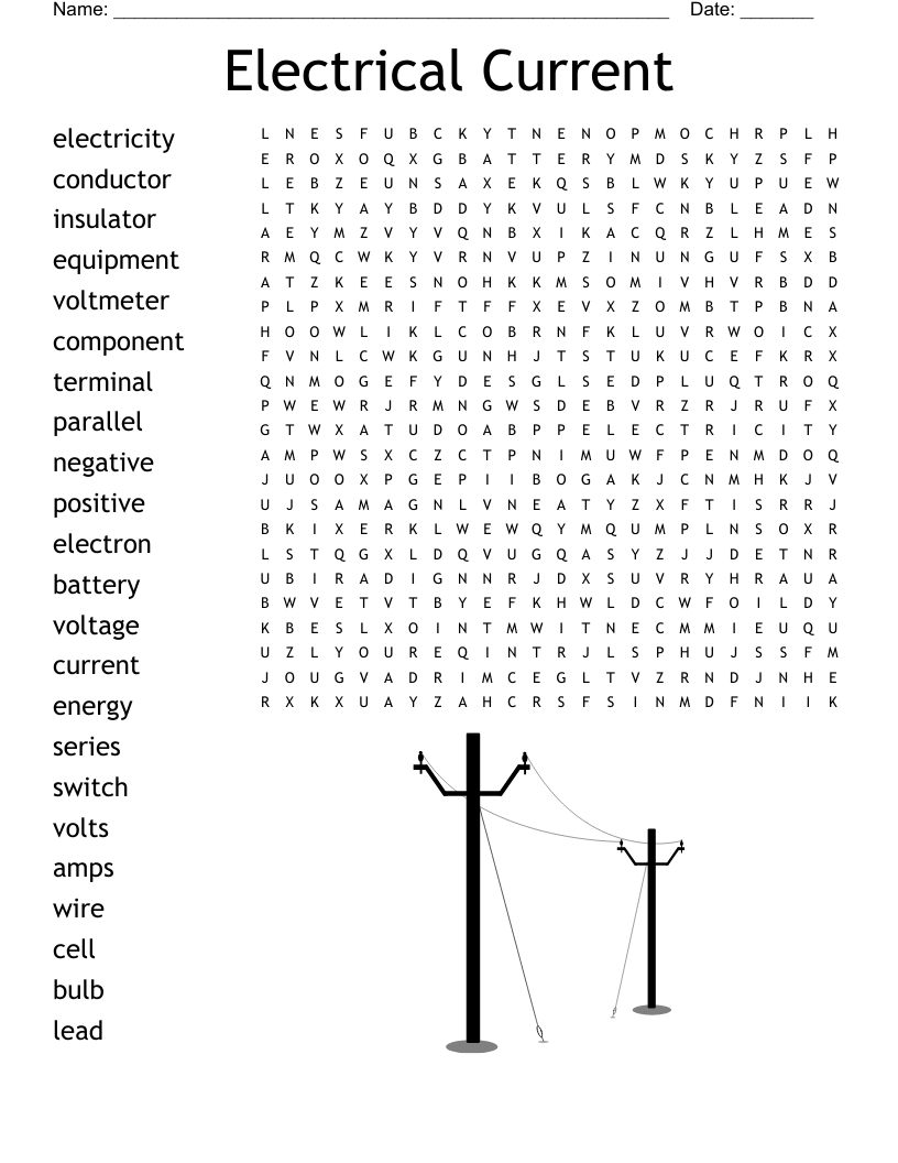 Electrical Current  Word Search