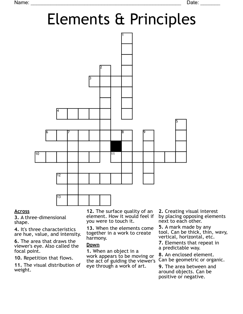 Elements & Principles Crossword