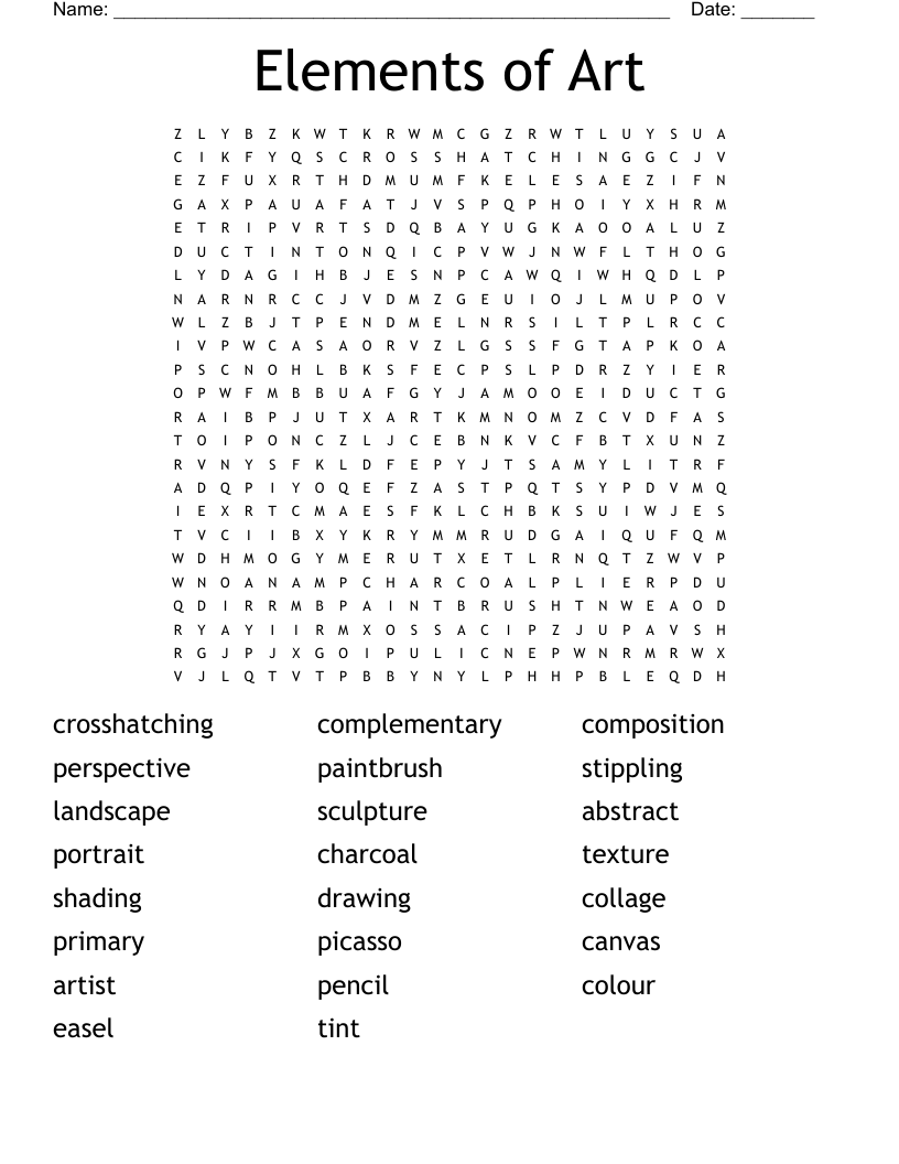 Elements of Art Word Search