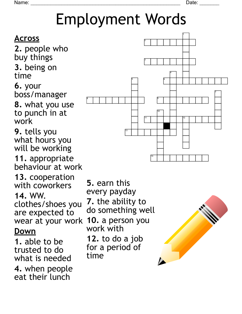 Employment Words Crossword