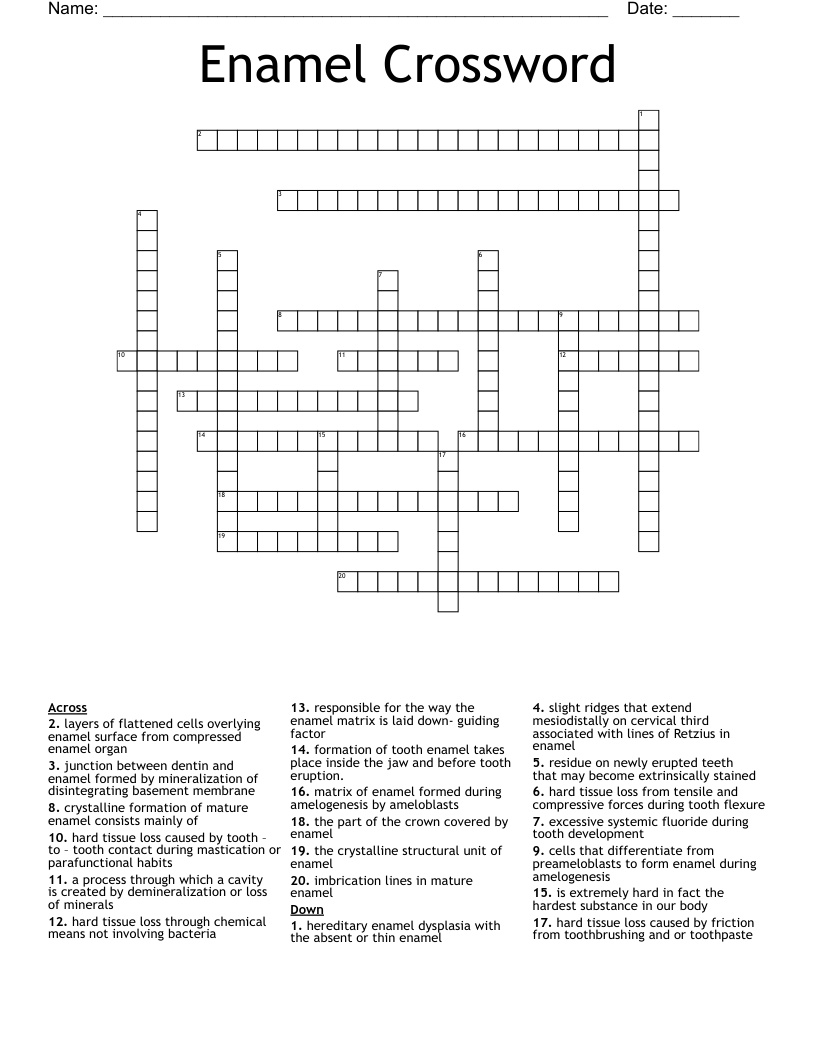 Enamel Crossword 