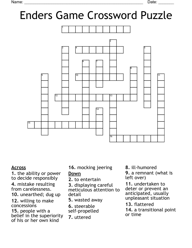 Enders Game Crossword Puzzle
