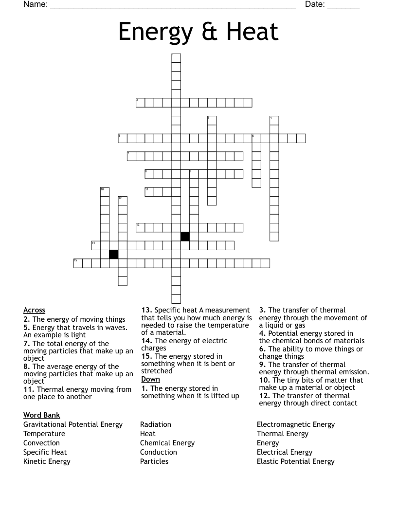 Energy & Heat Crossword