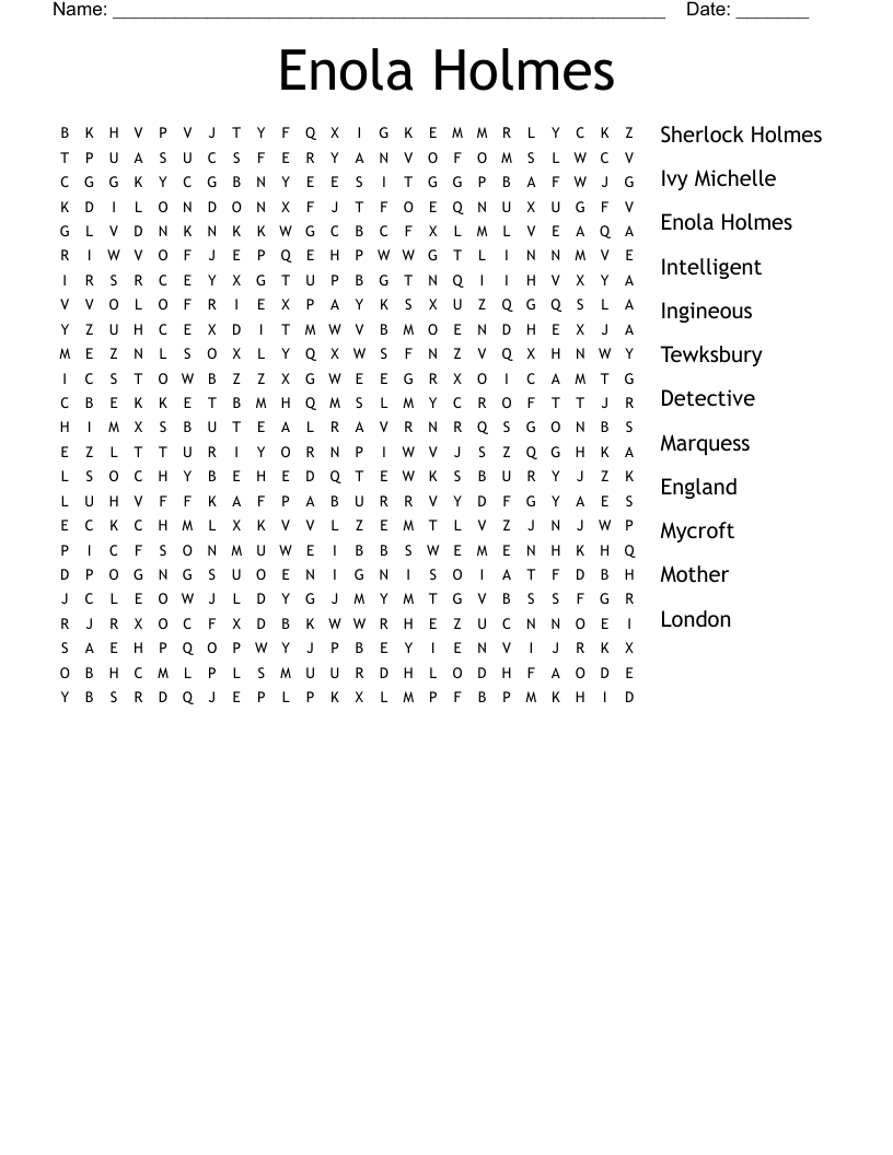 Enola Holmes Word Search
