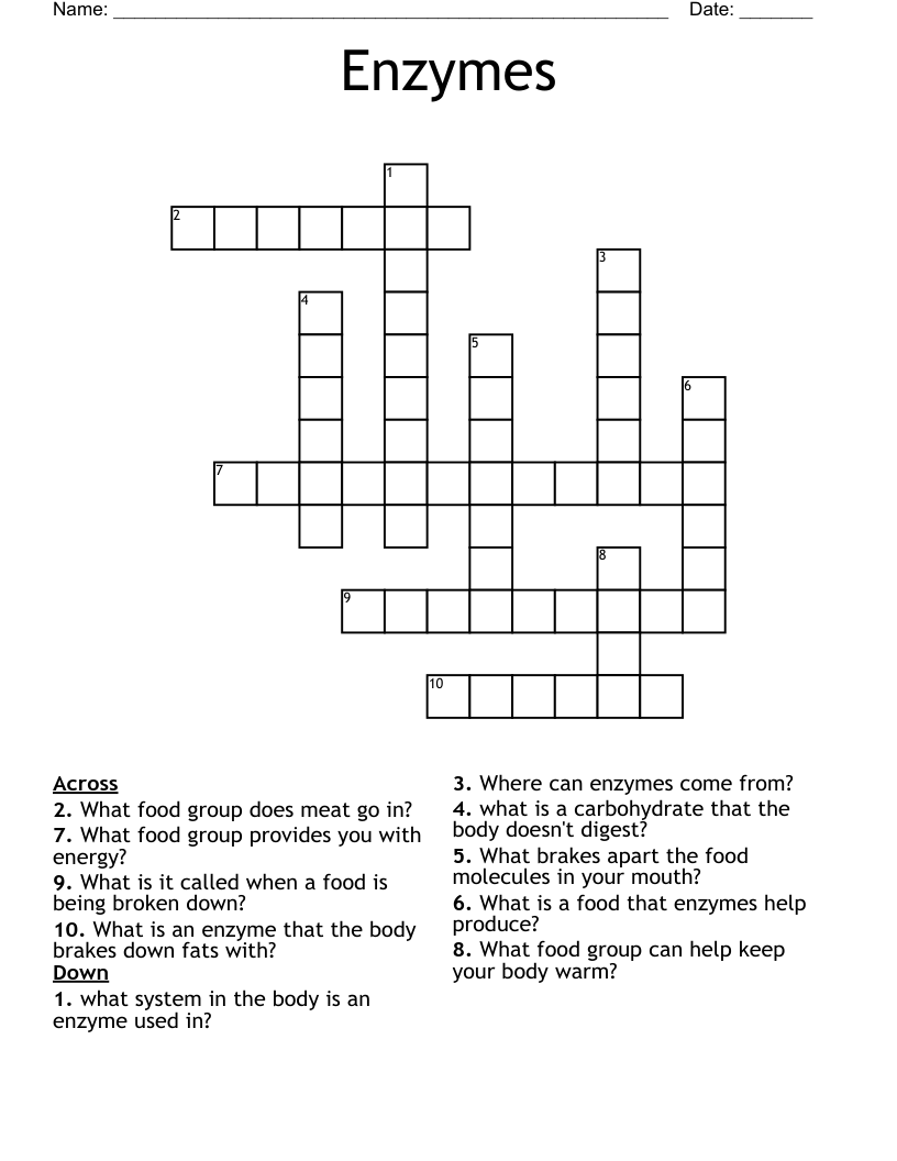Enzymes Crossword