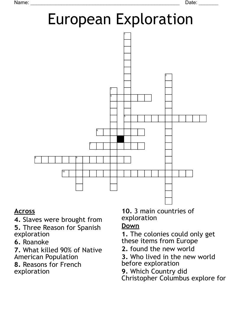 European Exploration  Crossword