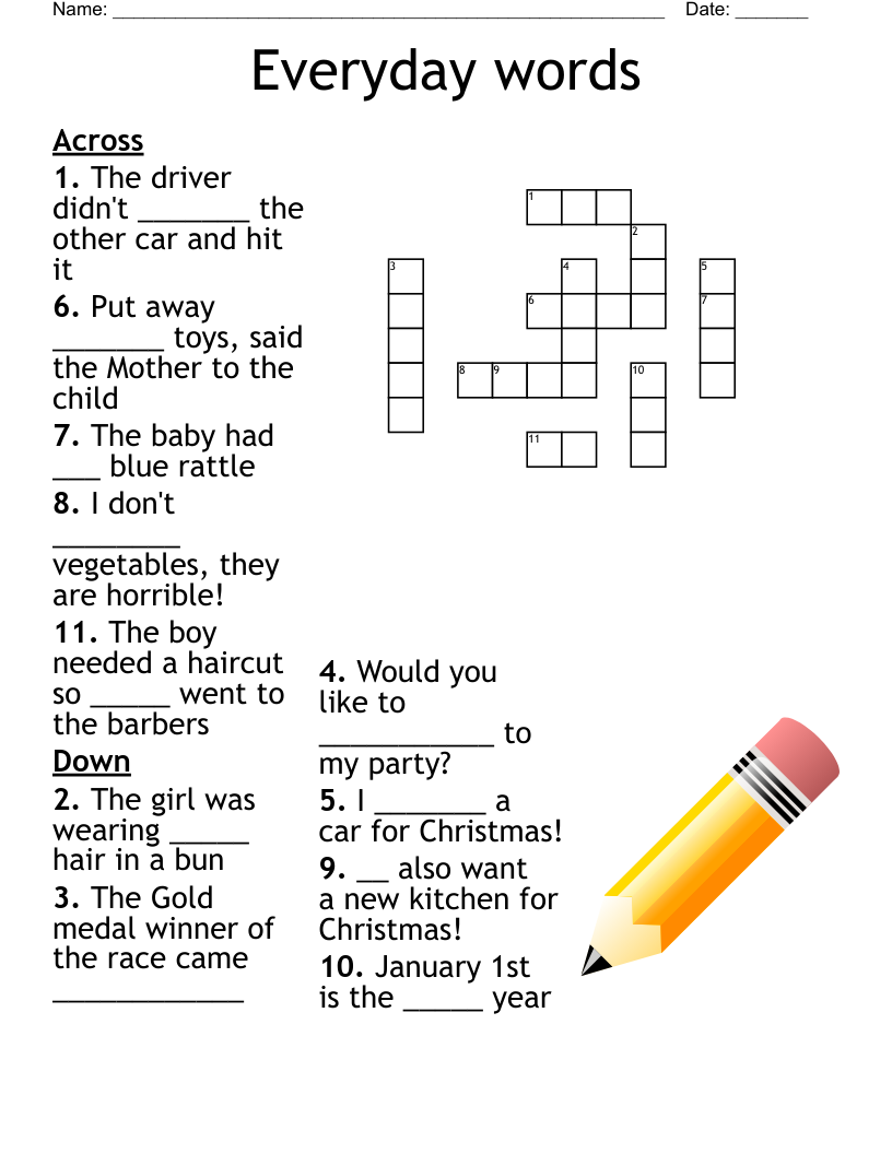 Everyday words Crossword