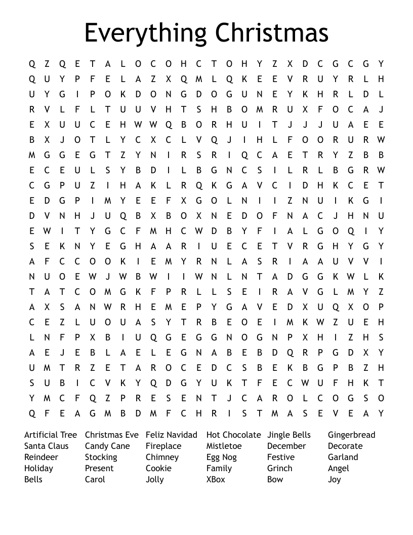Everything Christmas Word Search