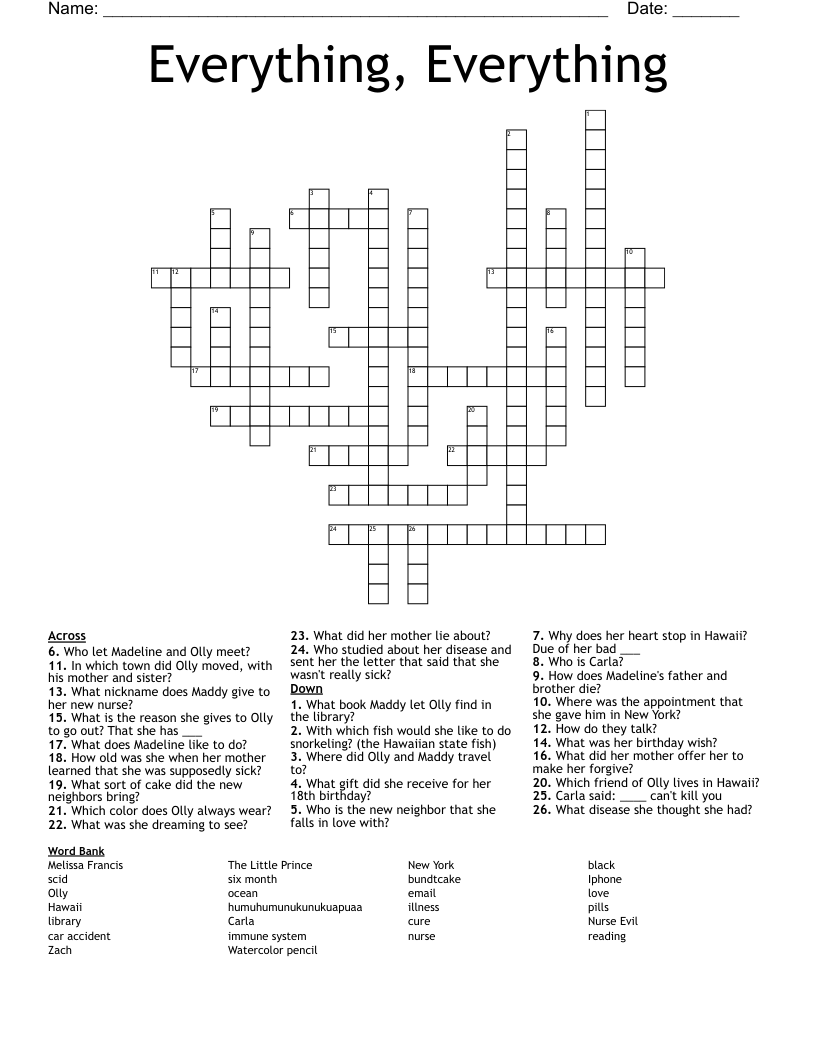 Everything, Everything Crossword