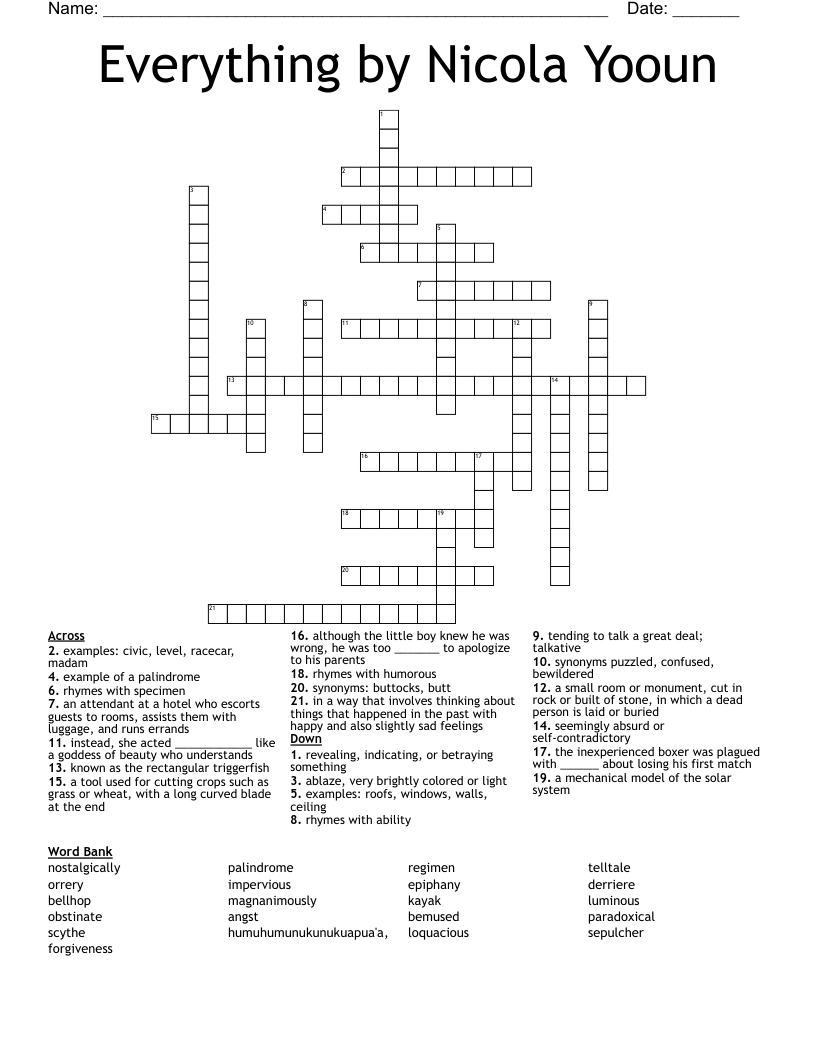 Everything by Nicola Yooun Crossword
