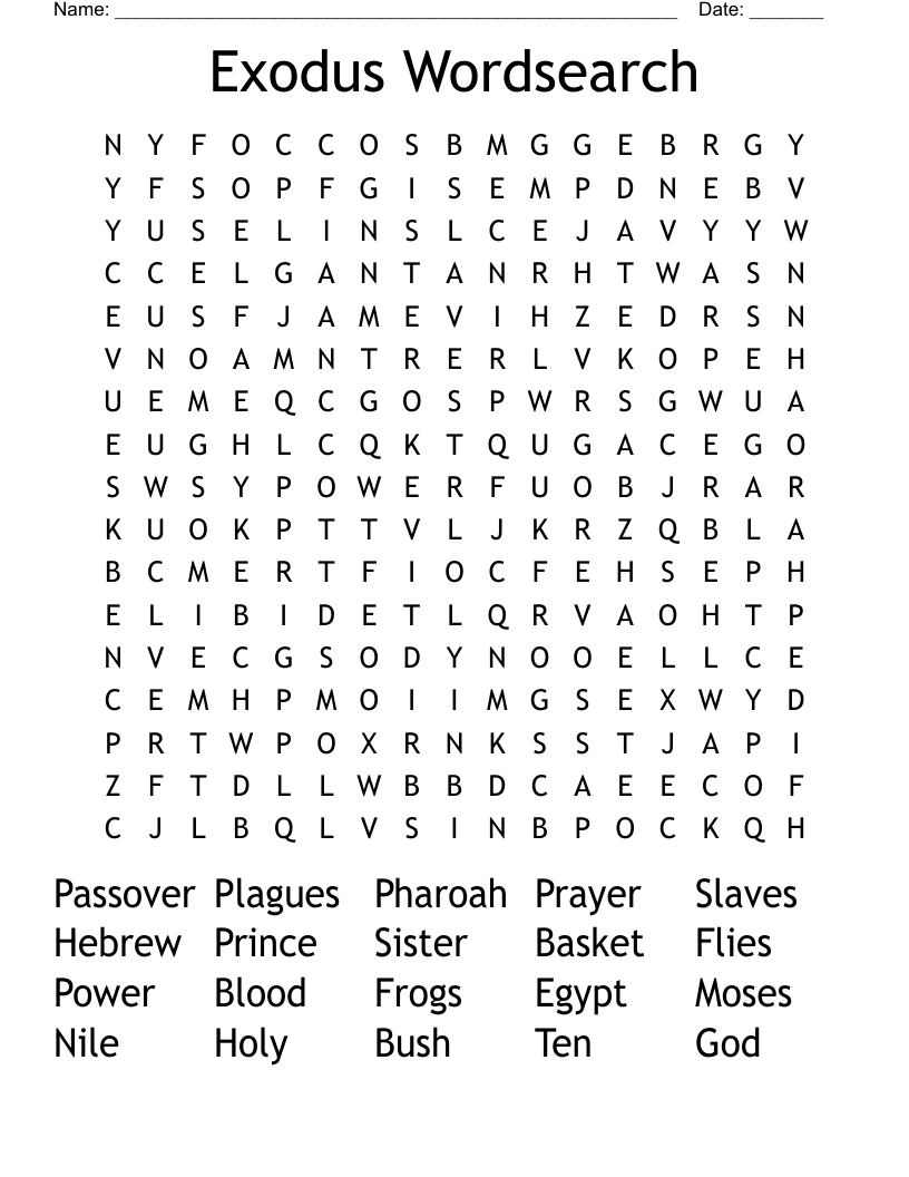 Exodus Wordsearch 