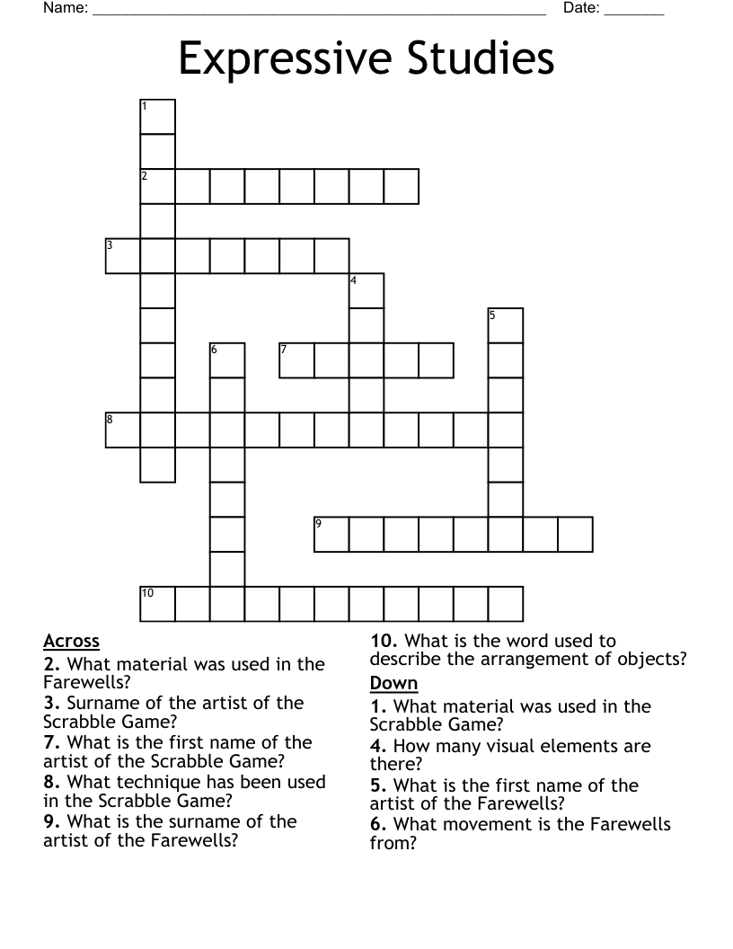 Expressive Studies Crossword
