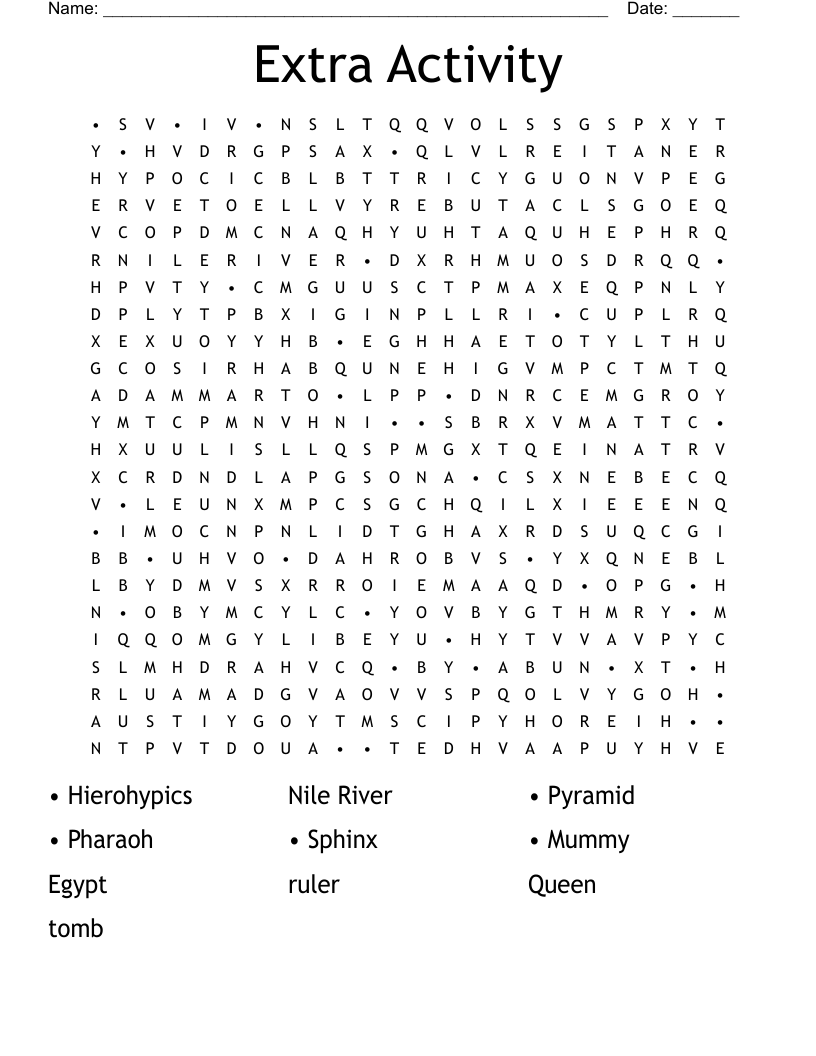 Extra Activity Word Search