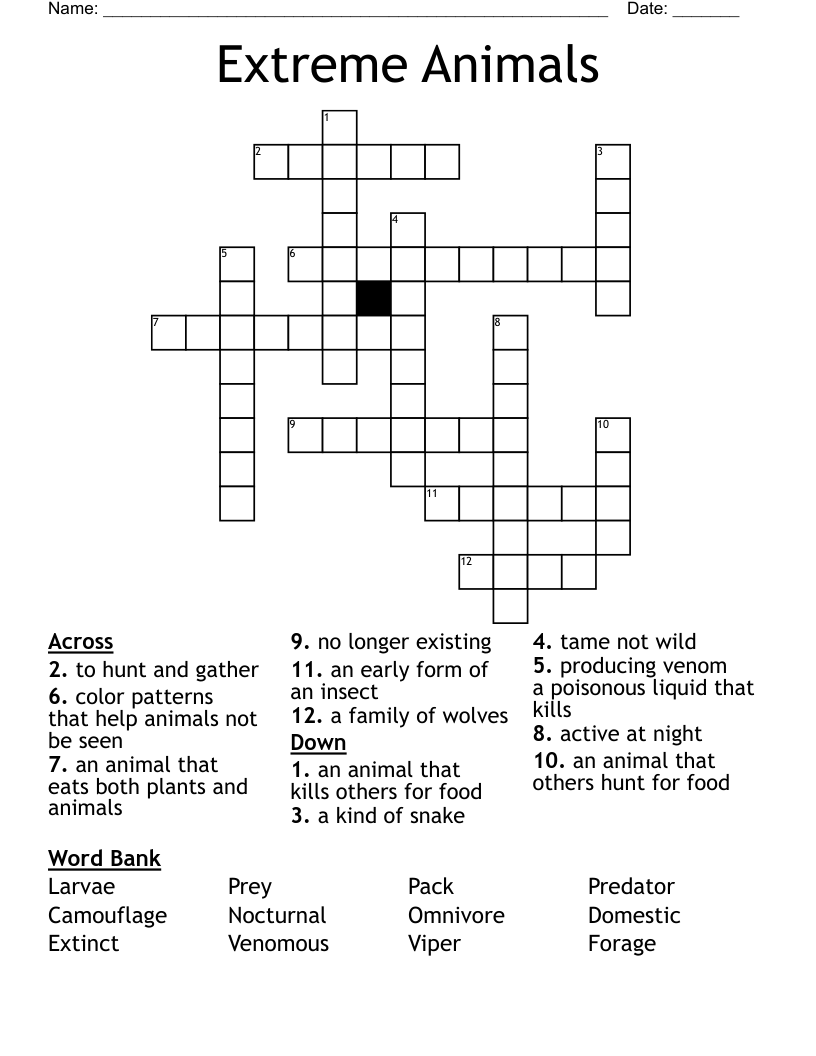 Extreme Animals Crossword