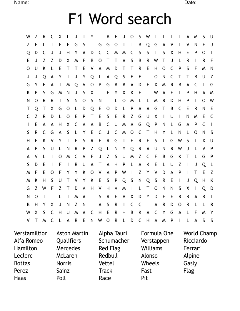 F1 Word search