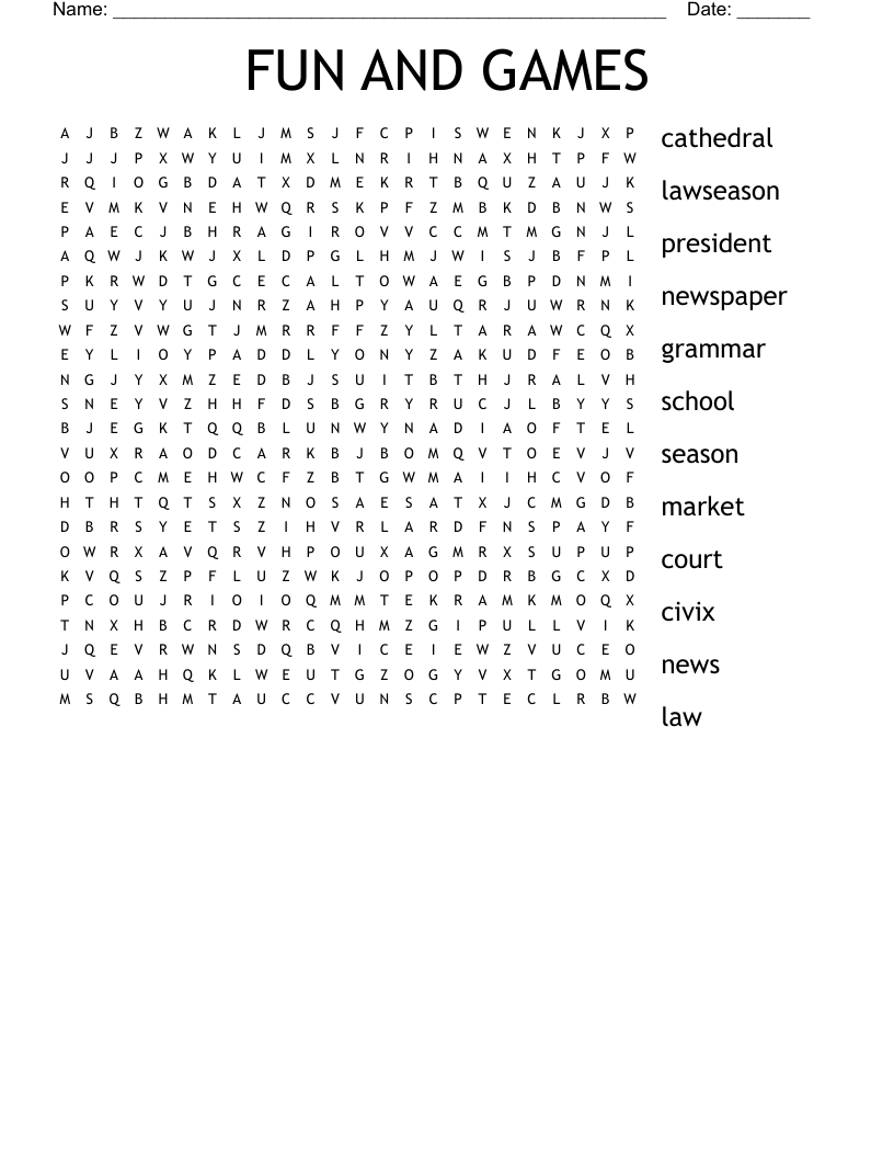 FUN AND GAMES Word Search