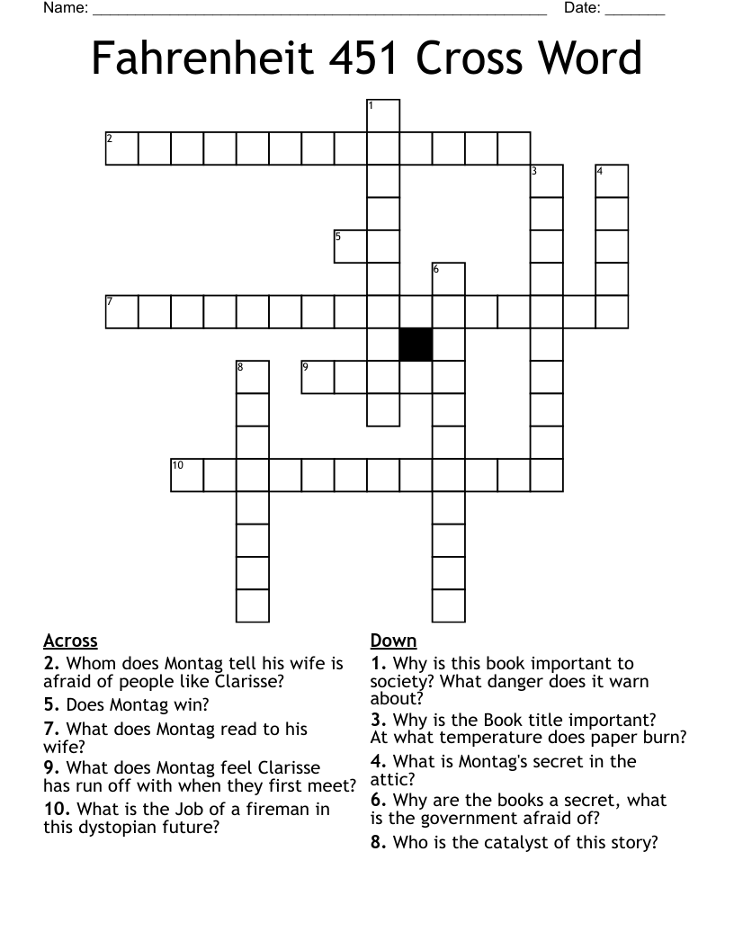 Fahrenheit 451 Cross Word