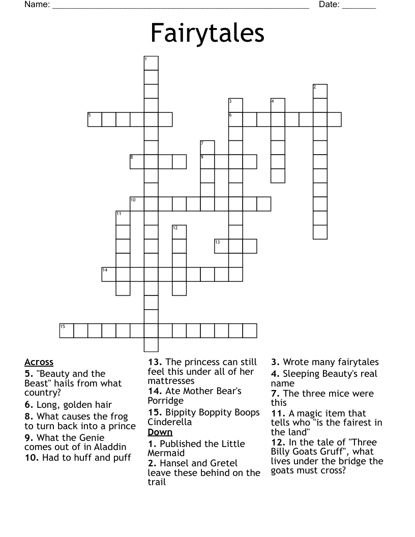 Fairytales Crossword