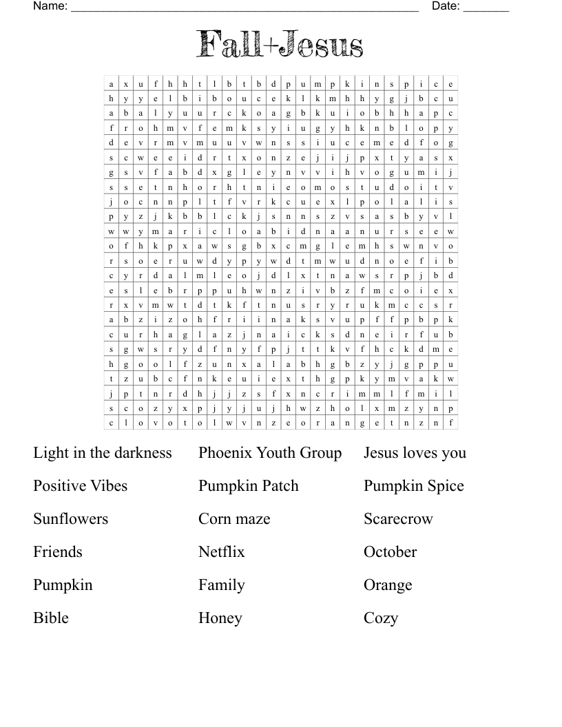 Fall+Jesus Word Search