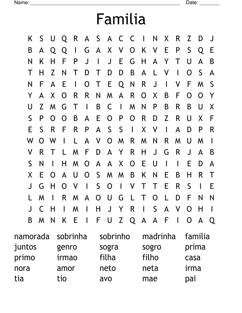 Familia Word Search