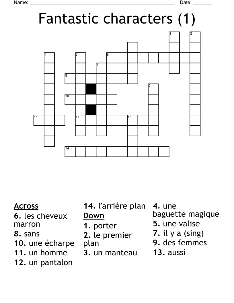 Fantastic characters (1) Crossword