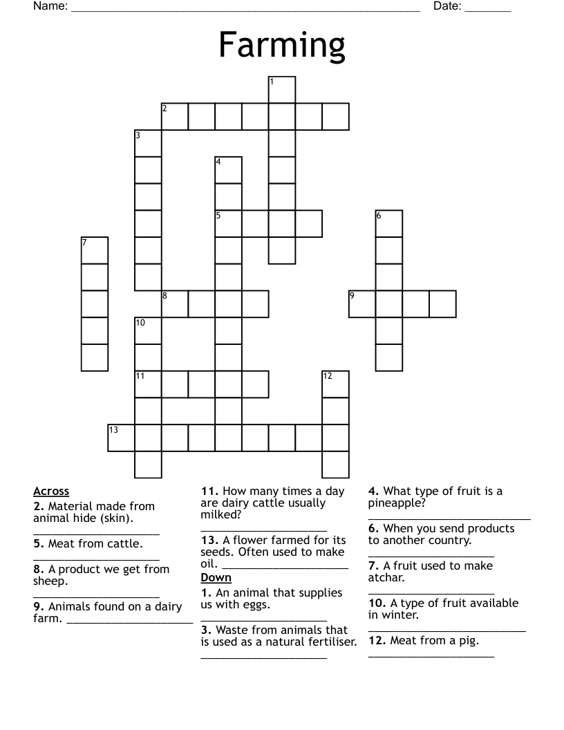 Farming Crossword