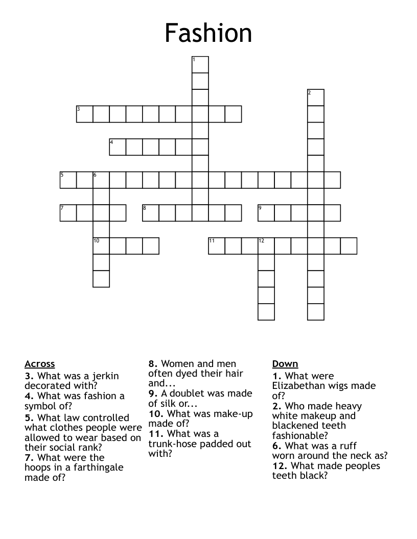 Fashion Crossword