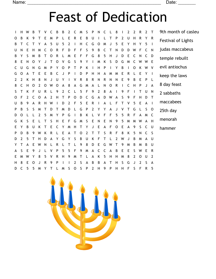 Feast of Dedication Word Search