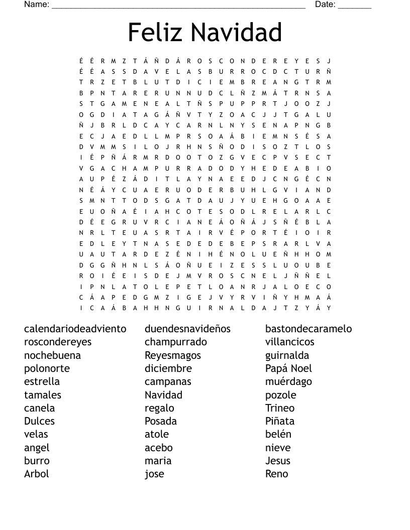 Feliz Navidad Word Search