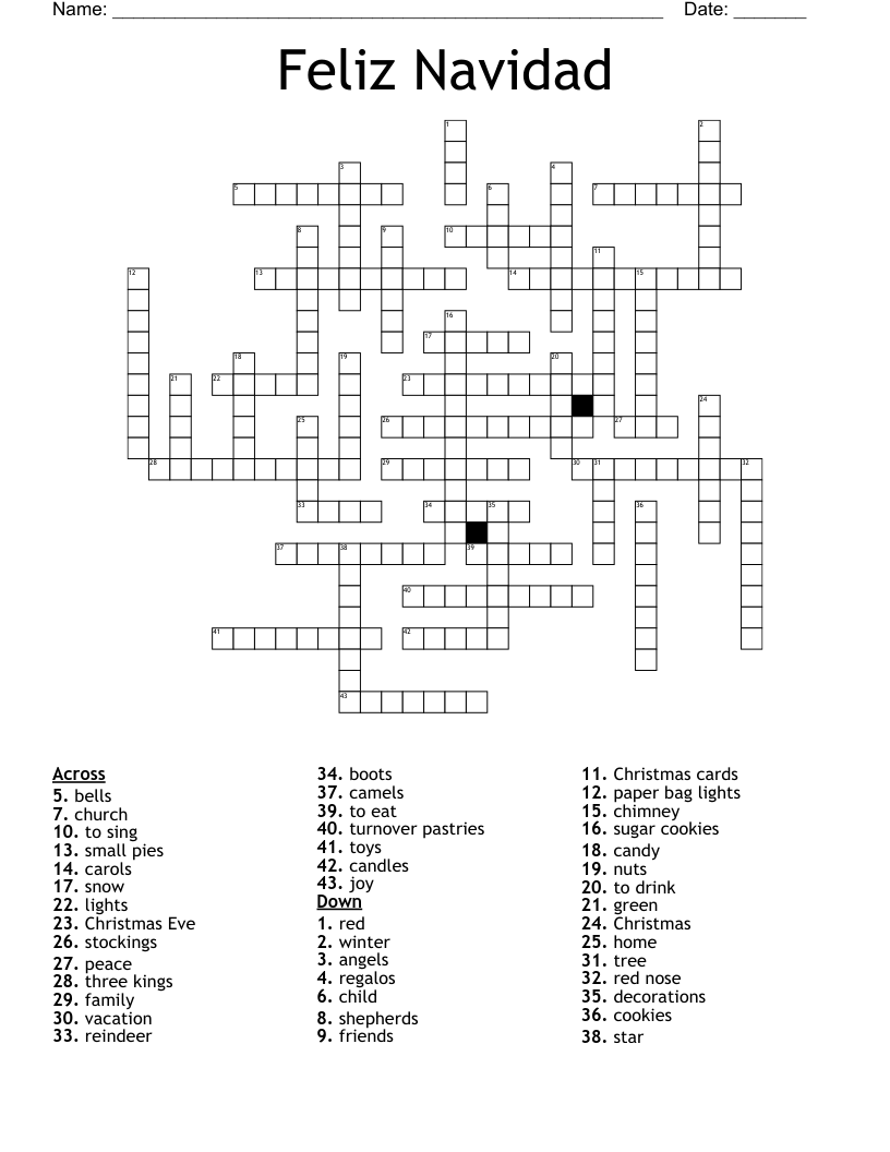 Feliz Navidad Crossword