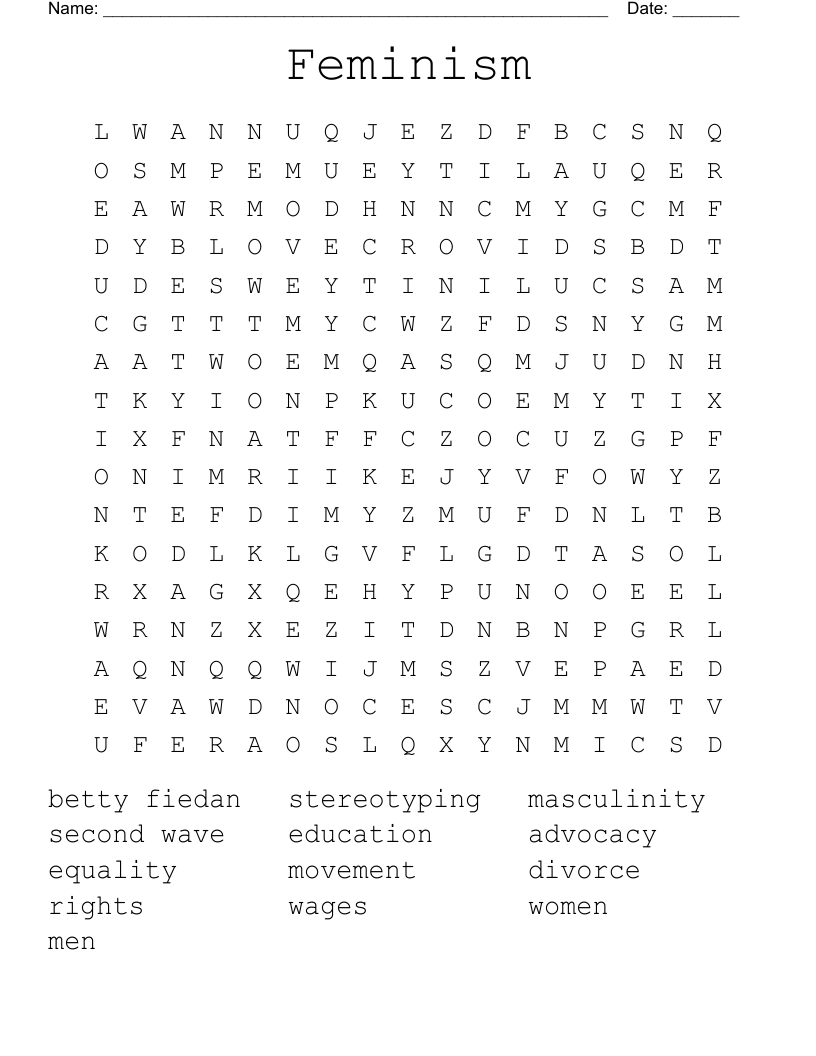 Feminism  Word Search