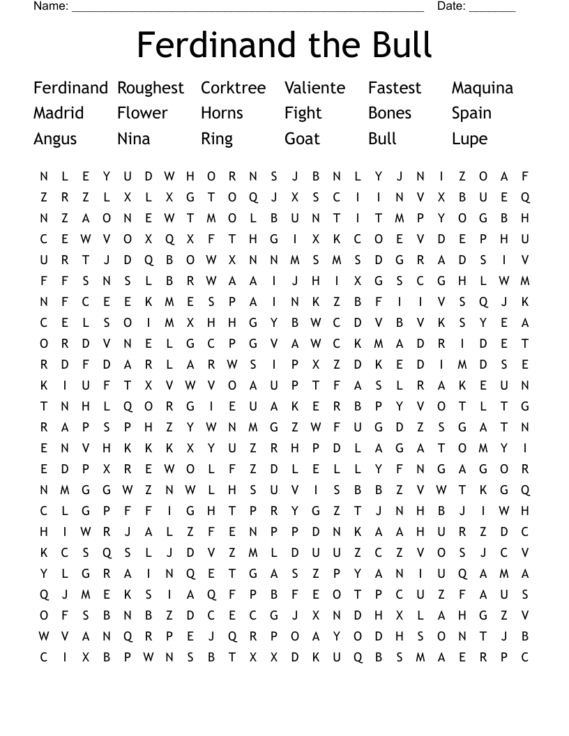 Ferdinand the Bull  Word Search