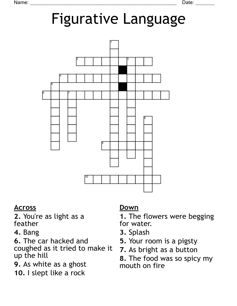 Figurative Language Crossword